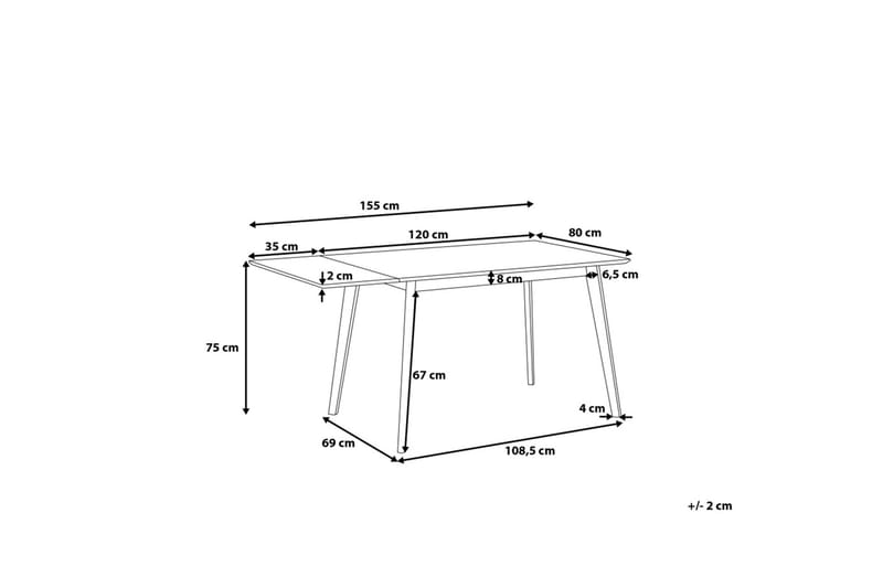 Mid spisebord 155 cm - Hvid - Spisebord og køkkenbord