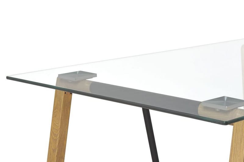 Minter Spisebord 140 cm - Glas/Lysebrun/Sort - Spisebord og køkkenbord