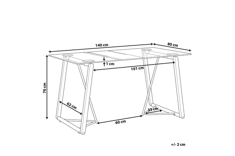 Minter Spisebord 140 cm - Glas/Lysebrun/Sort - Spisebord og køkkenbord