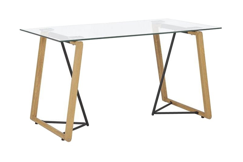 Minter Spisebord 140 cm - Glas/Lysebrun/Sort - Spisebord og køkkenbord