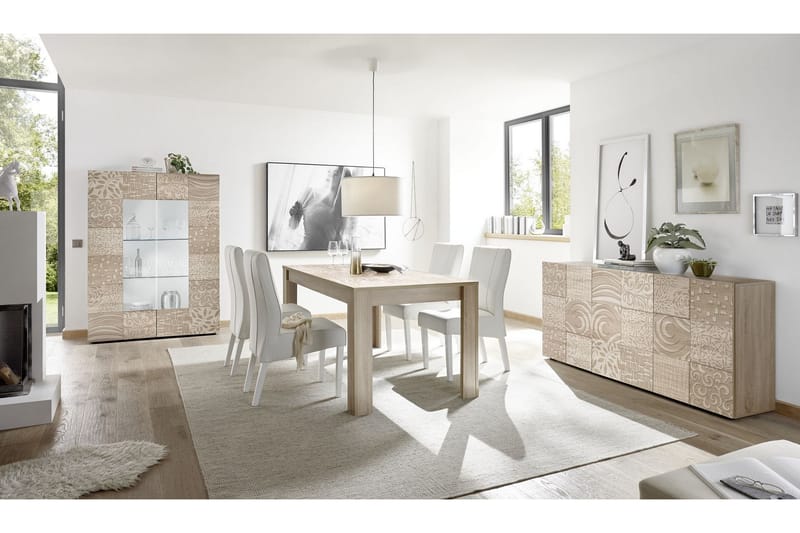 Mironne Udvideligt Spisebord 180 cm - Hvid/Beige/Grå - Møbler - Borde - Spisebord og køkkenbord