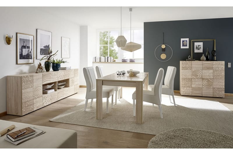 Mironne Udvideligt Spisebord 180 cm - Hvid/Beige/Grå - Spisebord og køkkenbord