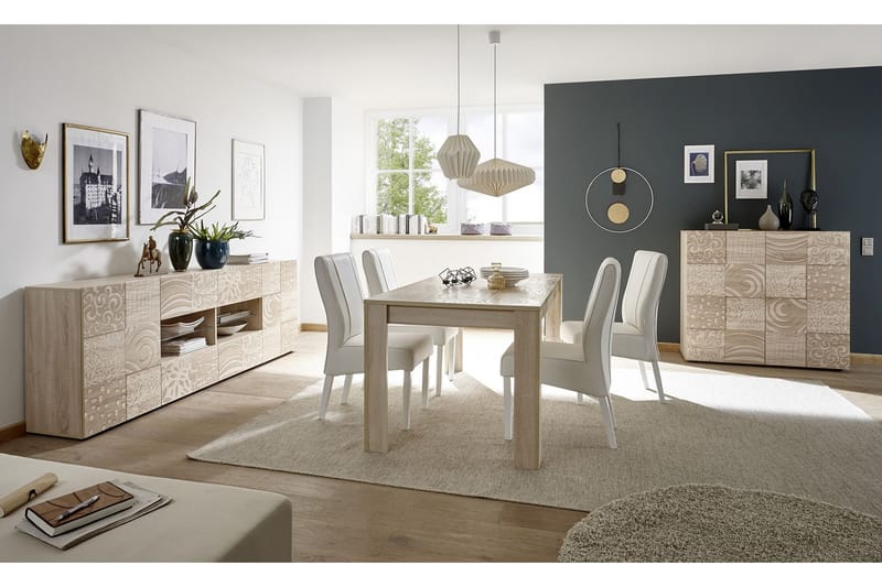 Mironne Udvideligt Spisebord 180 cm - Hvid/Beige/Grå - Møbler - Borde - Spisebord og køkkenbord