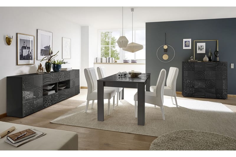 Mironne Udvideligt Spisebord 180 cm - Hvid/Beige/Sort/Grå - Møbler - Borde - Spisebord og køkkenbord