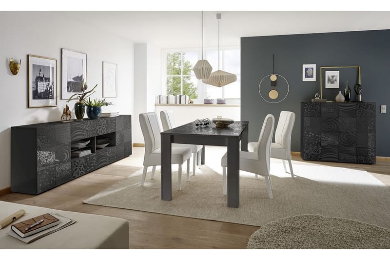 Mironne Udvideligt Spisebord 180 cm - Hvid/Beige/Sort/Grå - Spisebord og køkkenbord
