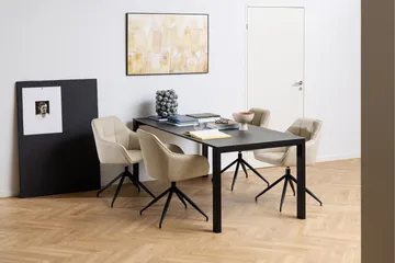 Misam Stort Rektangulært Spisebord 200 cm med Glasplade, Beton- og Metaludseende - Mørkegrå - Møbler - Borde - Spisebord og køkkenbord