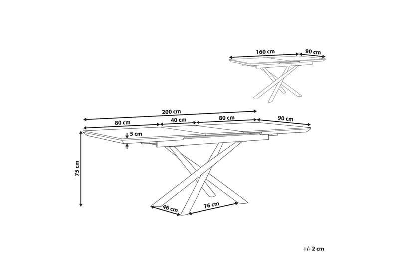 Moirax Spisebord 200 cm Sammenfoldeligt - Hvid - Spisebord og køkkenbord - Semmenfoldeligt bord