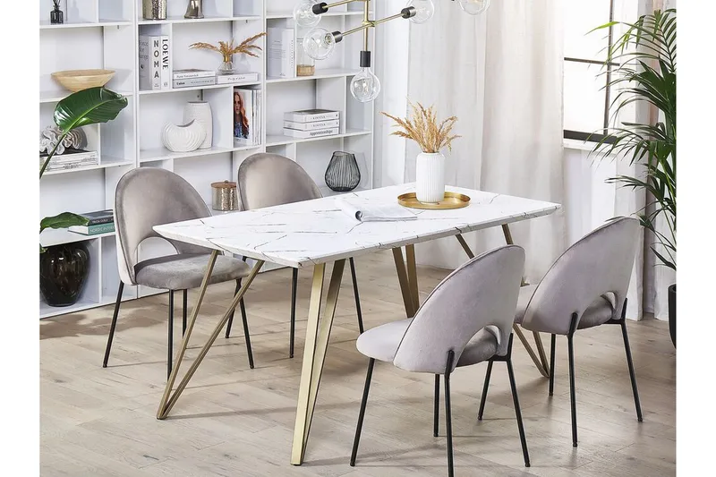 Molden Rektangulært Spisebord 150 cm i Træ med Metalben - Hvid - Møbler - Borde - Spisebord og køkkenbord