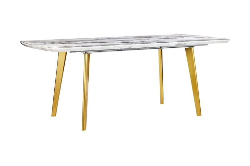 Mosby Spisebord 200 cm Sammenfoldeligt - Hvid/Guld - Spisebord og køkkenbord - Semmenfoldeligt bord