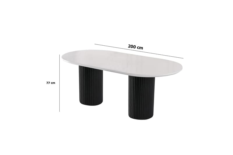 Murat Spisebord 200 cm - Hvid/Sort - Møbler - Borde - Spisebord og køkkenbord