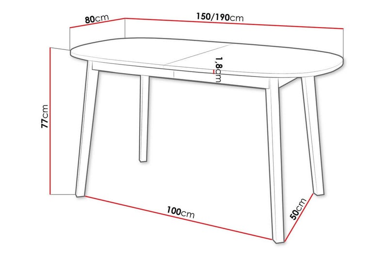 Narberth Udtrækkeligt Oval Spisebord 150 cm i Malet Træ - Hvid - Møbler - Borde - Spisebord og køkkenbord
