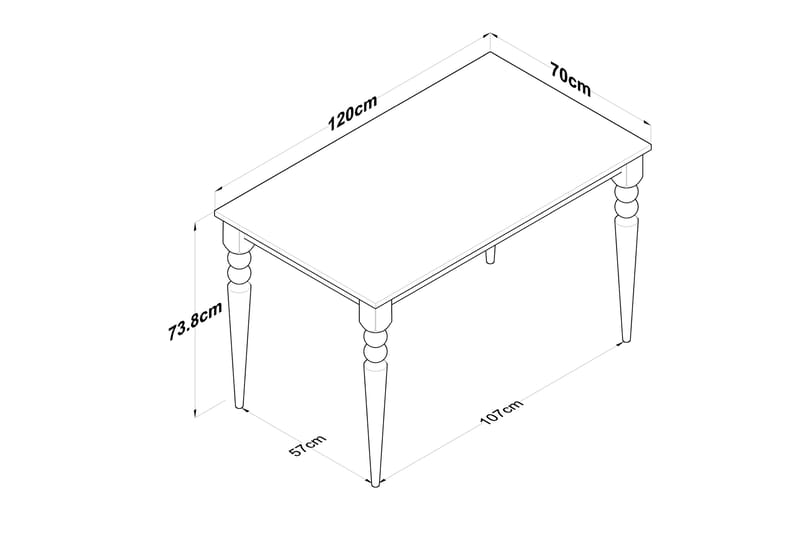 Naryani Spisebord 120 cm - Valnød finér/Hvid - Spisebord og køkkenbord