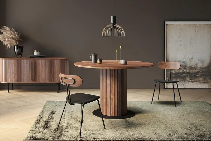 Noira Rundt Lille Spisebord Valnød 120 cm - Brun - Møbler - Borde - Spisebord og køkkenbord