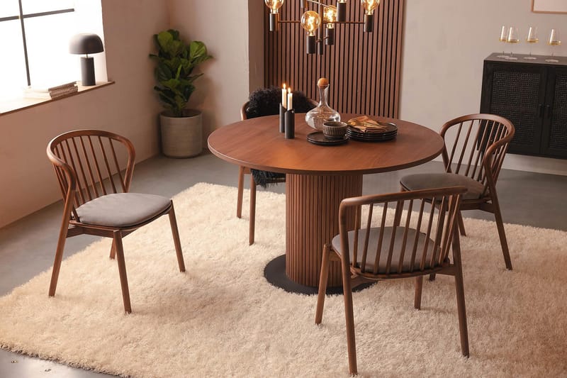 Noira Rundt Lille Spisebord Valnød 120 cm - Brun - Møbler - Borde - Spisebord og køkkenbord