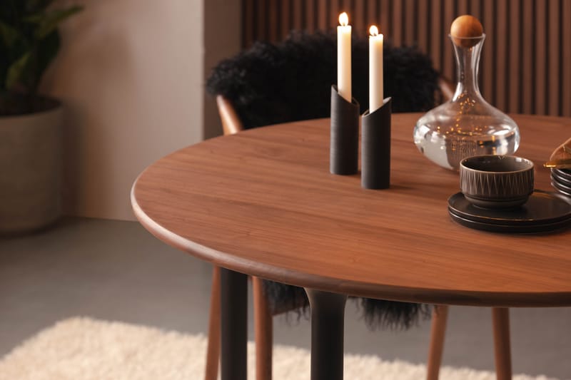 Noira Spisebord 120 cm Valnød Rundt - Brun - Møbler - Borde - Spisebord og køkkenbord
