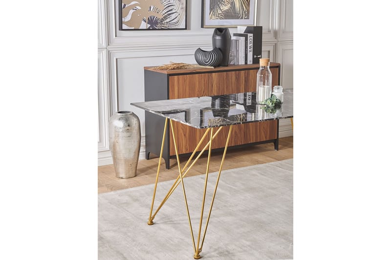 Nunierra Spisebord 140 cm - Sort/Guld - Spisebord og køkkenbord