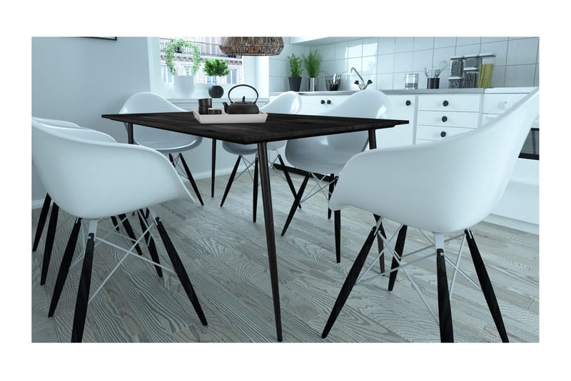 Oktoos Rektangulært Spisebord 160 cm med Træ- og Valnøddeudseende - Sort - Møbler - Borde - Spisebord og køkkenbord