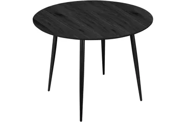 Oktoos Rundt Spisebord 100 cm med Træ- og Valnøddeudseende - Sort - Møbler - Borde - Spisebord og køkkenbord