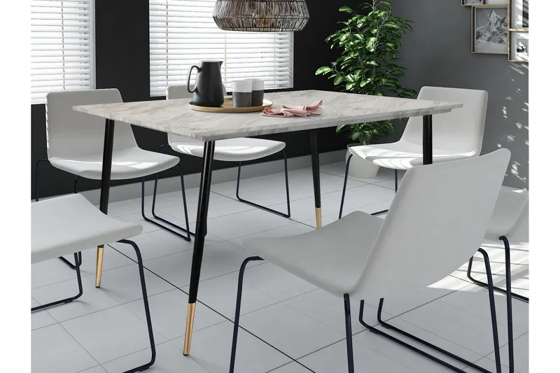 Oktoos Spisebord 120 cm - Grå/Hvid/Sort/Guld - Møbler - Borde - Spisebord og køkkenbord