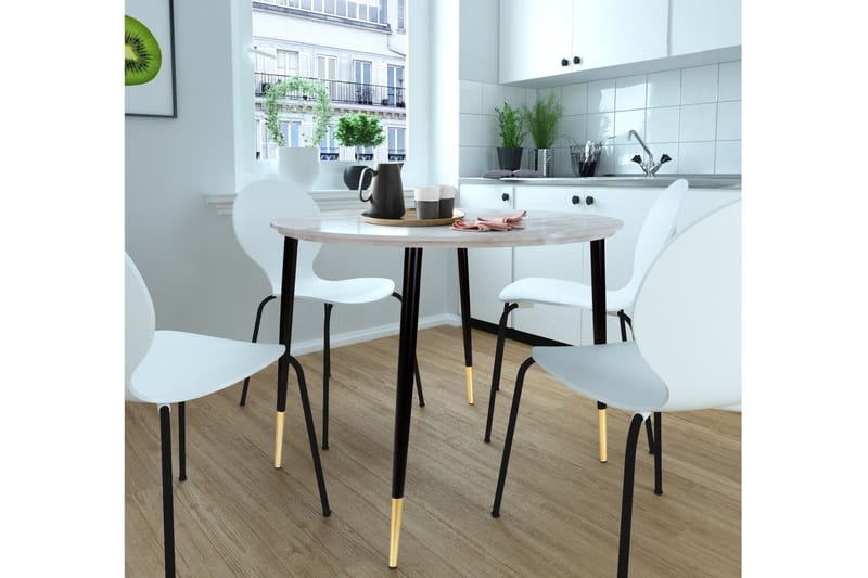 Oktoos Spisebord Rundt 100 cm - Grå/Hvid/Sort/Guld - Møbler - Borde - Spisebord og køkkenbord