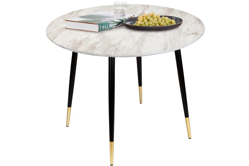 Oktoos Spisebord Rundt 100 cm - Grå/Hvid/Sort/Guld - Møbler - Borde - Spisebord og køkkenbord