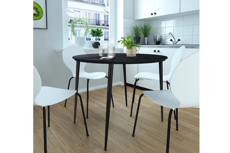 Oktoos Spisebord Rundt 100 cm - Sort - Møbler - Borde - Spisebord og køkkenbord
