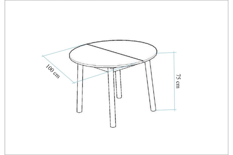 Oliver Spisebord 100 cm - Oak/Hvid - Spisebord og køkkenbord