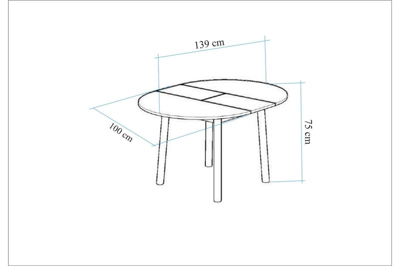 Oliver Spisebord 100 cm - Oak/Hvid - Spisebord og køkkenbord