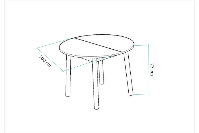 Oliver Spisebord 100 cm - Valnød finér/Sort - Møbler - Borde - Spisebord og køkkenbord