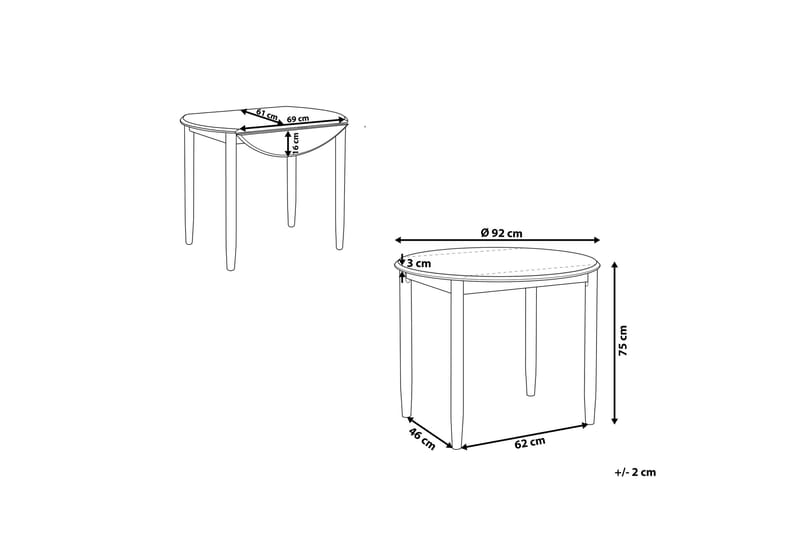 Omaha Spisebord 92 cm - Hvid - Spisebord og køkkenbord