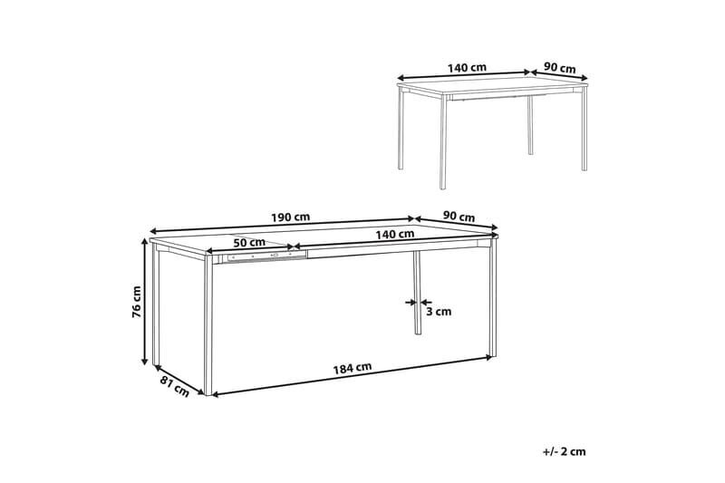 Ozein Spisebord 190 cm Sammenfoldeligt - Sort - Spisebord og køkkenbord - Semmenfoldeligt bord