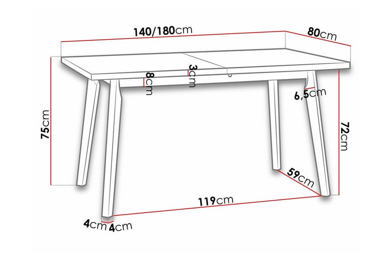 Patrickswell Spisebord 80 cm - Sort - Møbler - Borde - Spisebord og køkkenbord
