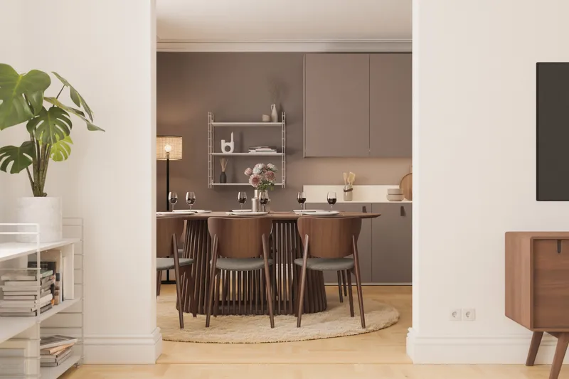 Peyra Ovalt Spisebord 200 cm til 6 personer Køkkenbord Massiv Valnød - Natur - Møbler - Borde - Spisebord og køkkenbord