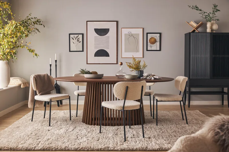 Peyra Ovalt Spisebord 200 cm til 6 personer Køkkenbord Massiv Valnød - Natur - Møbler - Borde - Spisebord og køkkenbord