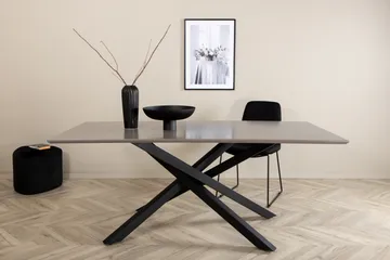 Piazza Rektangulært Spisebord 190 cm i Træ med Valnød- og Metaludseende - Sort - Møbler - Borde - Spisebord og køkkenbord