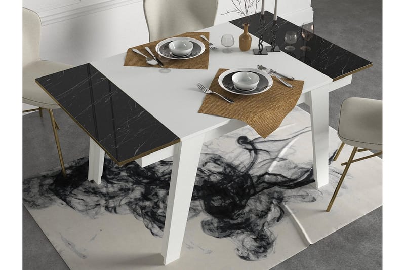 Pinneo Spisebord 149 cm - Hvid|Guld|Sort - Spisebord og køkkenbord