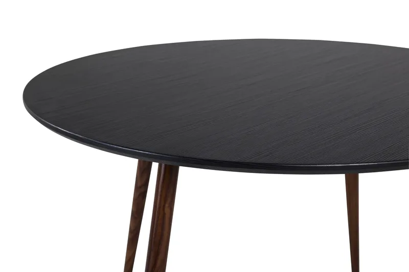 Plaza Rundt Spisebord 100 cm med Valnøddeeffekt - Brun|Sort - Møbler - Borde - Spisebord og køkkenbord