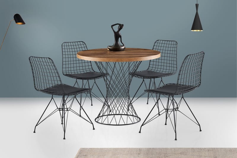 Pota Spisebord 90 cm - Valnød finér/Sort - Møbler - Borde - Spisebord og køkkenbord