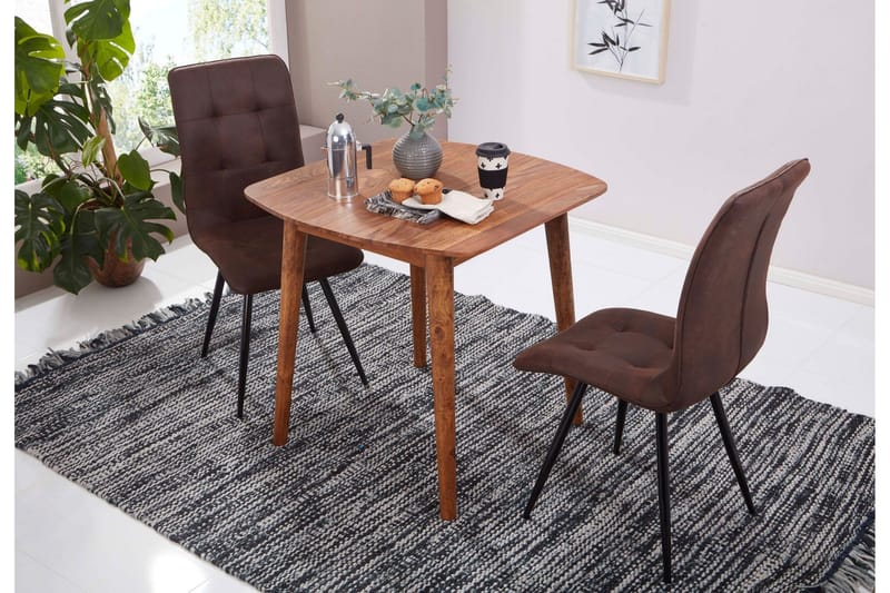 Raengel Firkantet Spisebord 80 cm i Træ med Valnøddeudseende - Brun - Møbler - Borde - Spisebord og køkkenbord