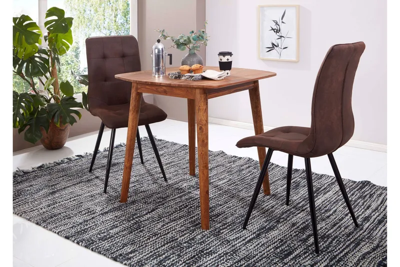 Raengel Firkantet Spisebord 80 cm i Træ med Valnøddeudseende - Brun - Møbler - Borde - Spisebord og køkkenbord