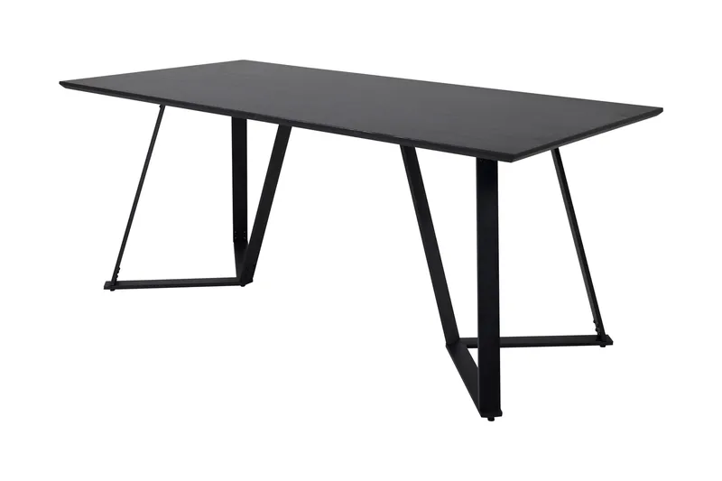 Rajadell Rektangulært Spisebord 180 cm med Mørkt Træ- og Metaludseende - Sort - Møbler - Borde - Spisebord og køkkenbord
