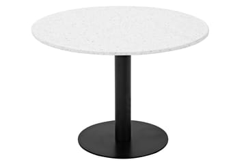 Razzia Rundt Spisebord 106 cm med Marmorplade, Terrazzo- og Metaludseende - Hvid|Sort - Møbler - Borde - Spisebord og køkkenbord