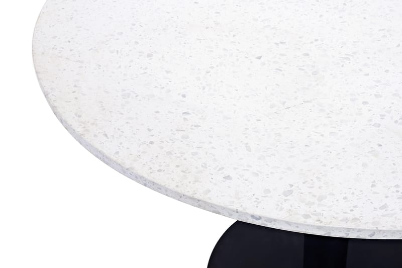Razzia Rundt Spisebord 106 cm med Marmorplade, Terrazzo- og Metaludseende - Hvid|Sort - Møbler - Borde - Spisebord og køkkenbord