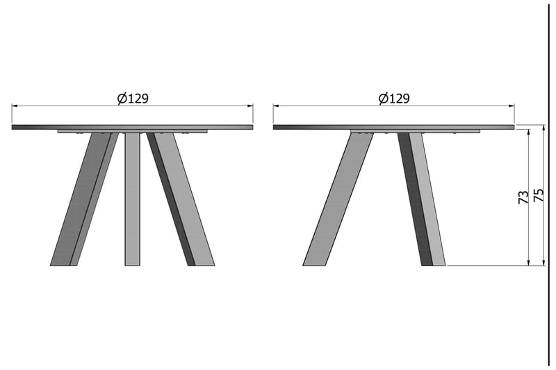 Reba Spisebord 129 cm Rund - Sort Eg - Spisebord og køkkenbord