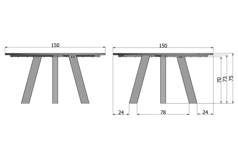 Reba Spisebord 150 cm Rund - Sort Eg - Spisebord og køkkenbord