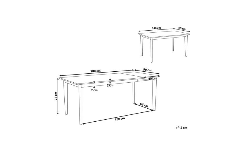 Rege Spisebord 180 cm Sammenfoldeligt - Hvid/Lys - Møbler - Borde - Spisebord og køkkenbord
