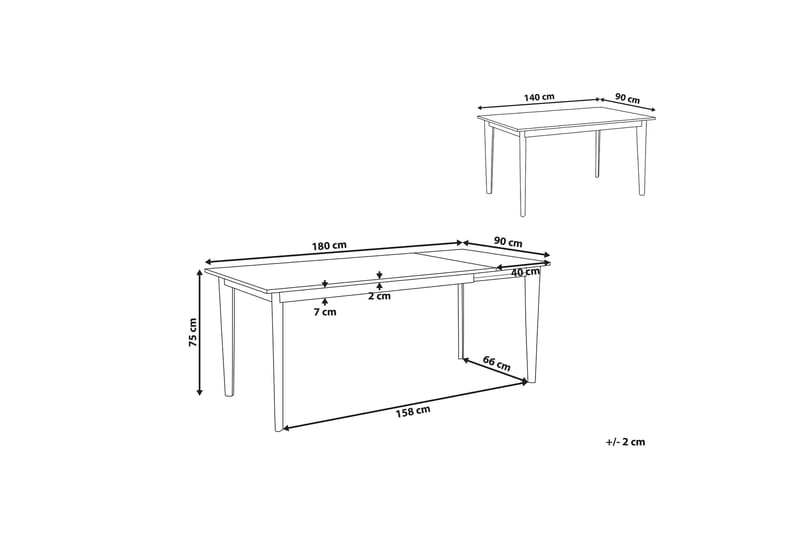 Rege Spisebord 180 cm Sammenfoldeligt - Hvid/Lys - Møbler - Borde - Spisebord og køkkenbord