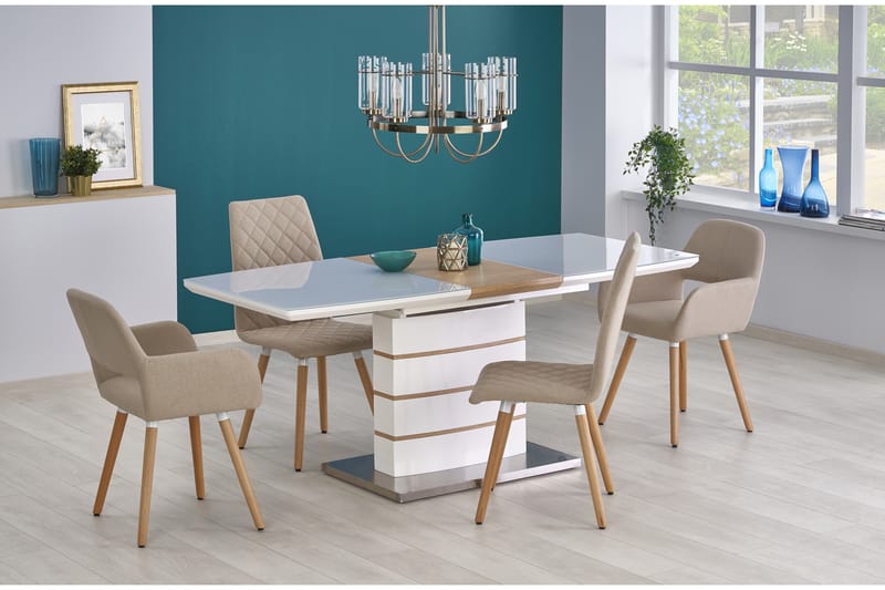 Riera Udvideligt Spisebord 140 cm - Hvid/Eg - Spisebord og køkkenbord