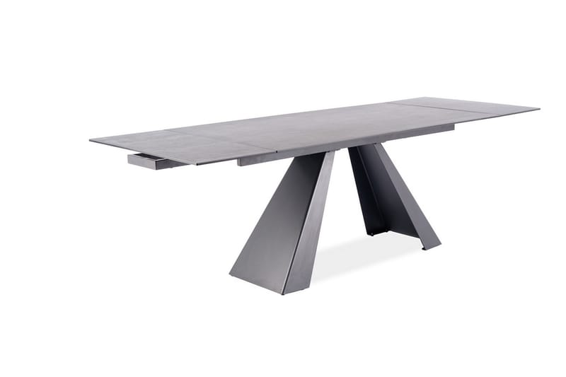 Riez Udvideligt Spisebord 160 cm Betonlook - Glas/Betongrå/Mat sort - Møbler - Borde - Spisebord og køkkenbord