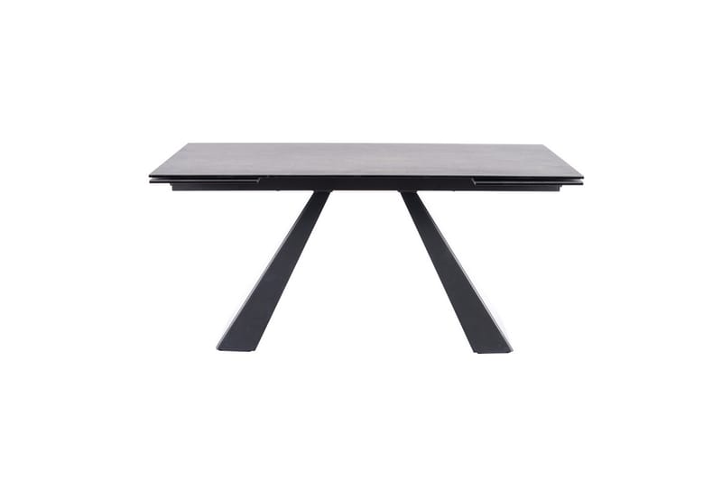 Riez Udvideligt Spisebord 160 cm Betonlook - Glas/Betongrå/Mat sort - Spisebord og køkkenbord - Semmenfoldeligt bord